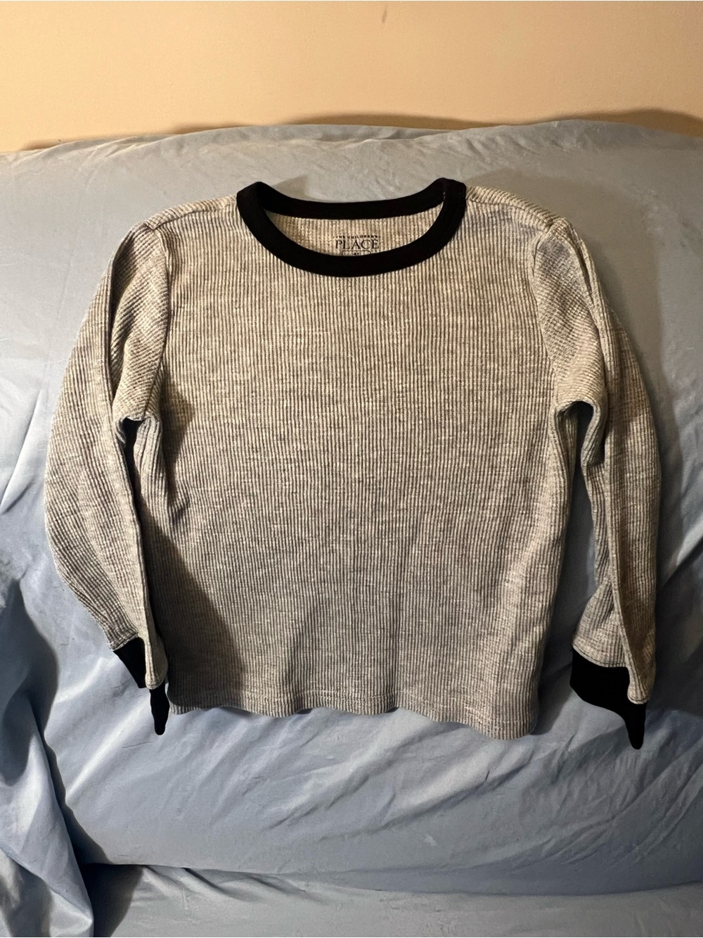 Children’s Place long sleeve Gray Ribbed Crewneck with Black Trim